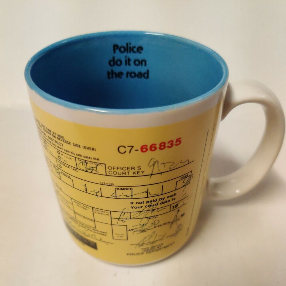 VTG Rare 1985 ENESCO Parking Traffic Violation Police Notice Cop Gift Print Mug
